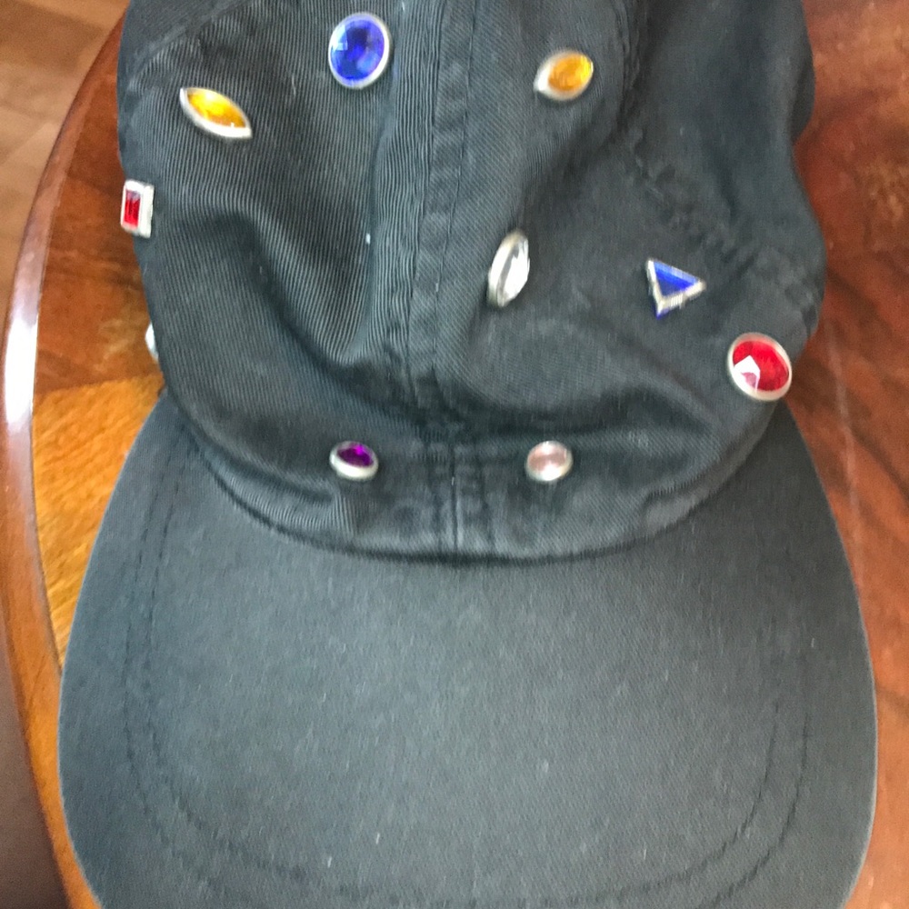 1990s vintage baseball hat black with rhinestone
